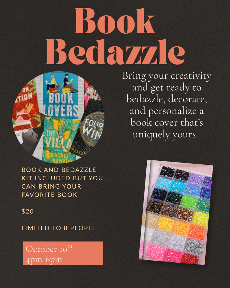 Book Bedazzle Craft Night — October 10th, 4 to 6pm, $20 per person, limited to 8 people